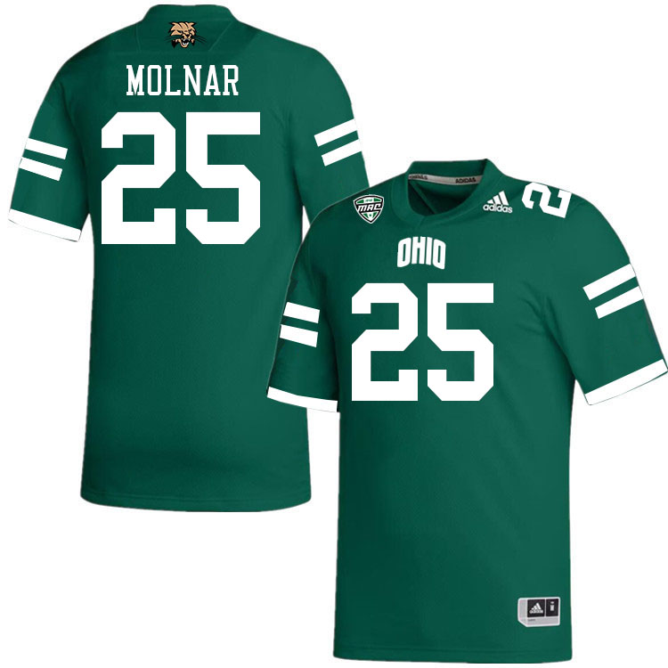 Ohio Bobcats #25 Michael Molnar College Football Jerseys Stitched-Green